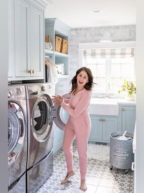 SMASH & TESS - The Harris Hoodie Romper in pink. Medium